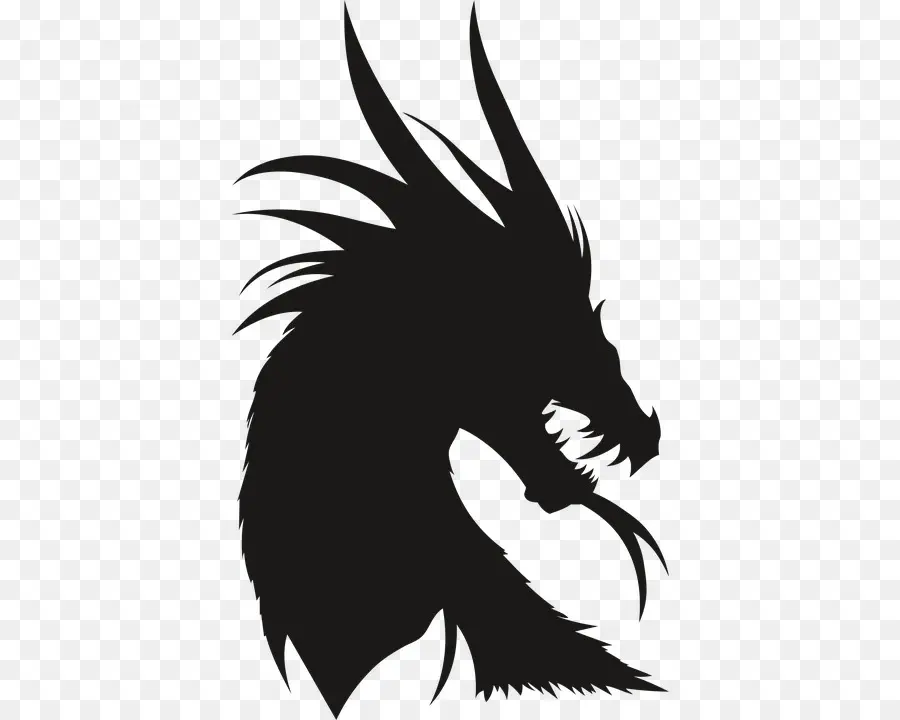 Silhouette De Dragon Noir，Mythique PNG