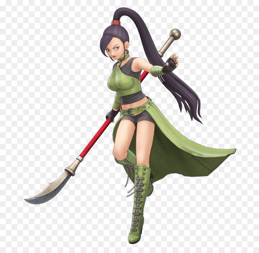 Femme Guerrière Verte，Lance PNG