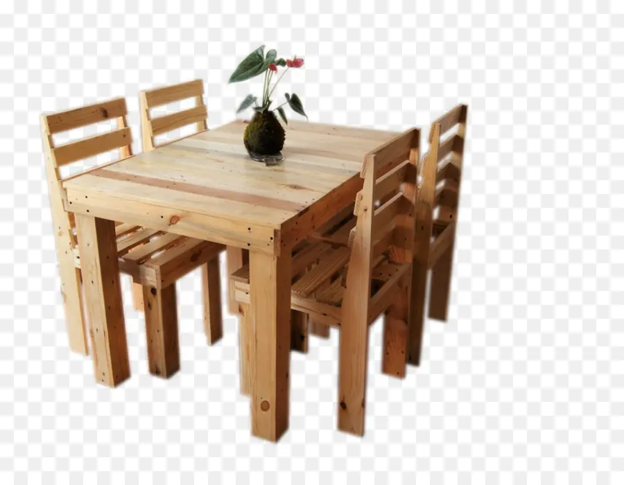 Table Et Chaises En Bois，Ensemble De Salle à Manger PNG