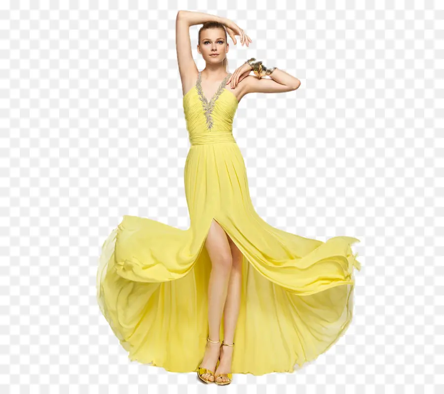 Robe Jaune，Femme PNG