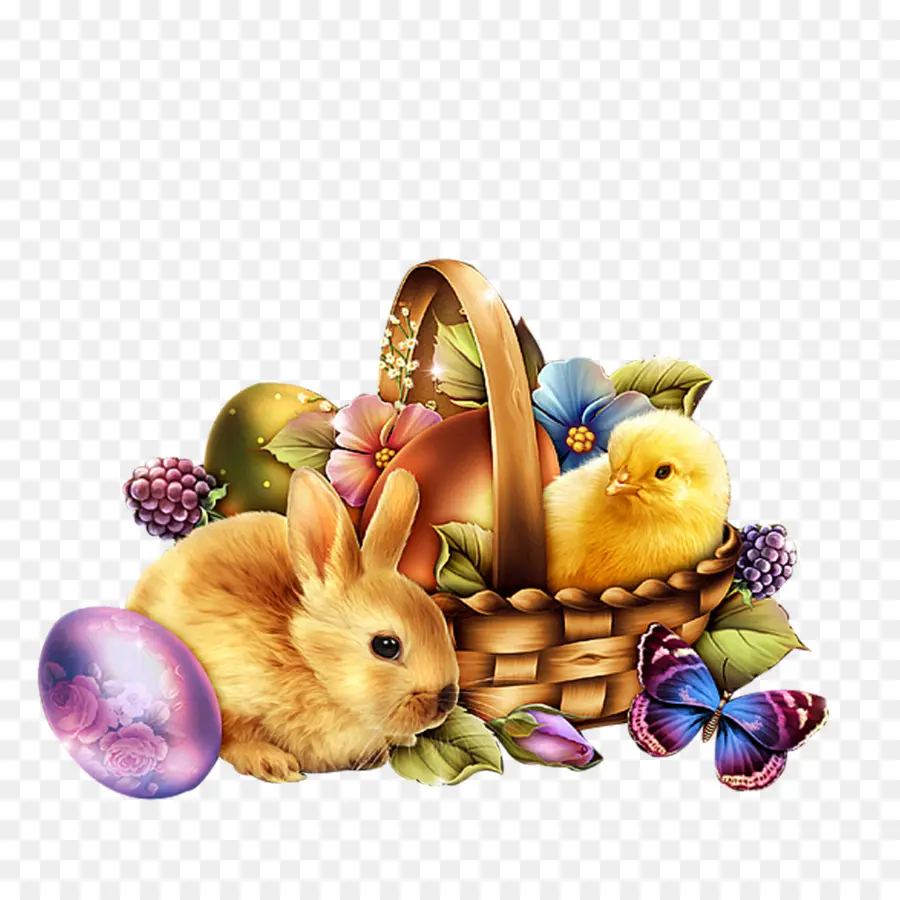 Panier De Pâques，Lapin PNG