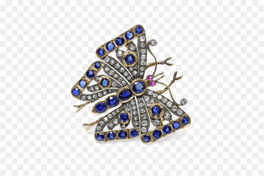 Broche Papillon，Pierres Bleues PNG