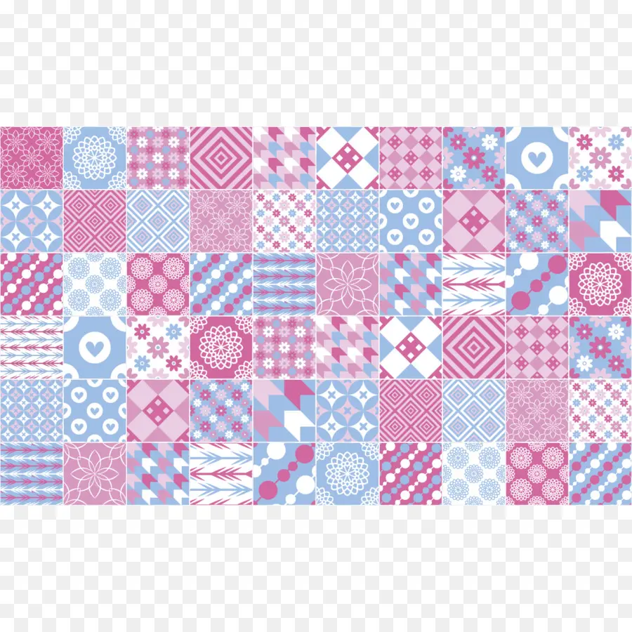 Motifs Roses Et Bleus，Mosaïque PNG