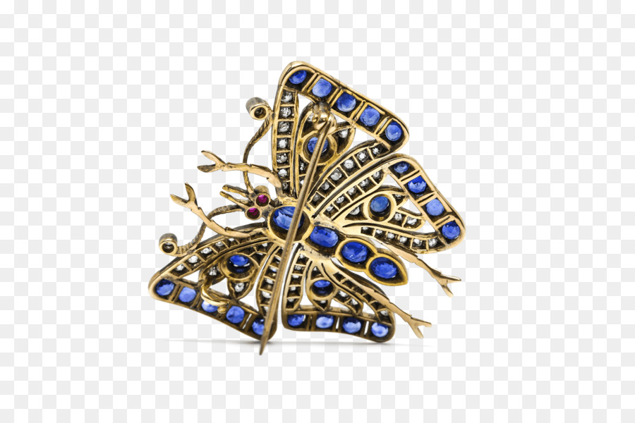 Broche Papillon，Pierres Bleues PNG