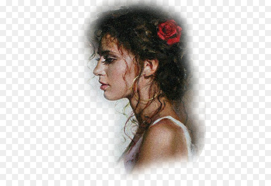 Femme à La Rose Rouge，Profil PNG