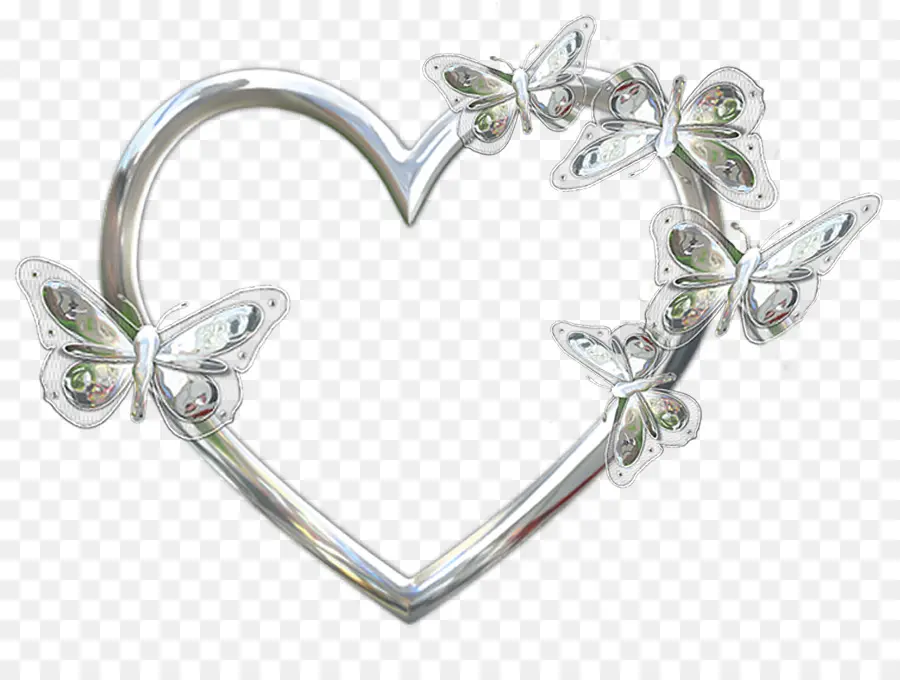 Cadre Coeur，Papillons PNG