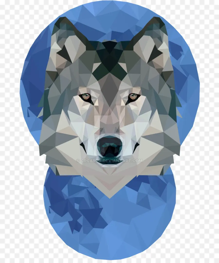 Loup Géométrique，Bleu PNG