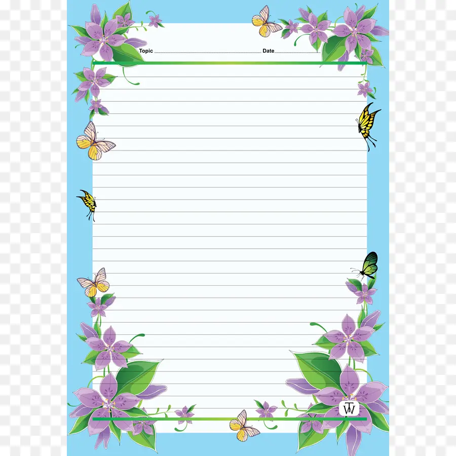 Papier à Bordure Florale，Papillons PNG