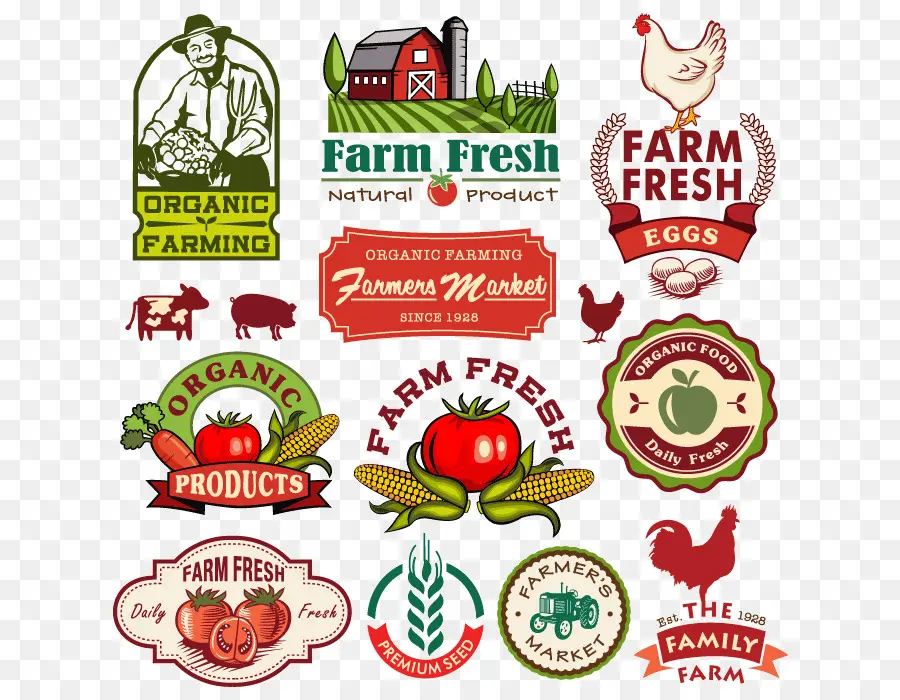 Logos Frais De La Ferme，Organique PNG