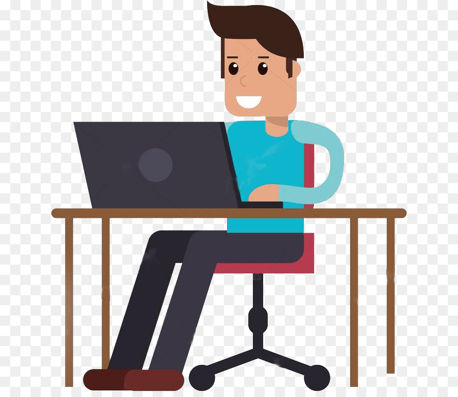 Homme Au Bureau，Ordinateur Portable PNG