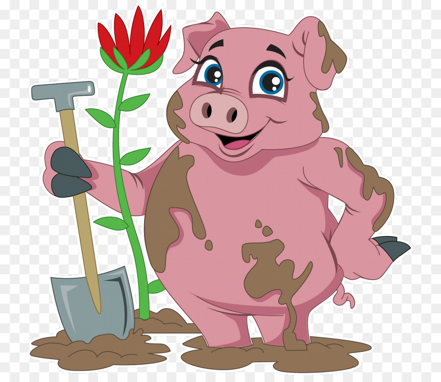 Cochon Avec Pelle，Boue PNG