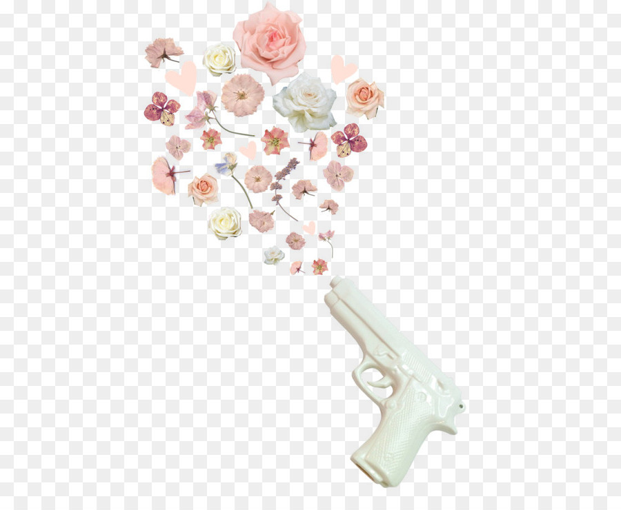 Pistolet Jouet Blanc，Fleurs PNG