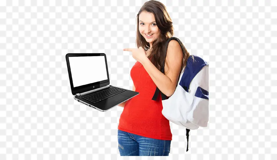 Femme Avec Ordinateur Portable，Étudiant PNG