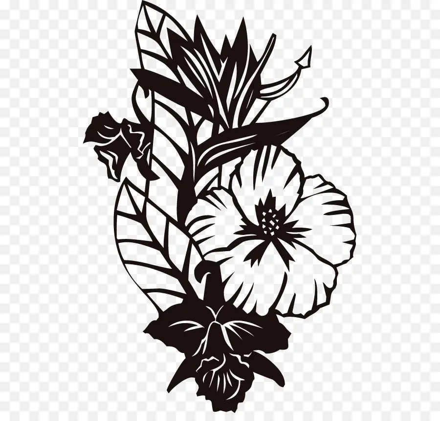 Motif Floral Noir，Fleur PNG