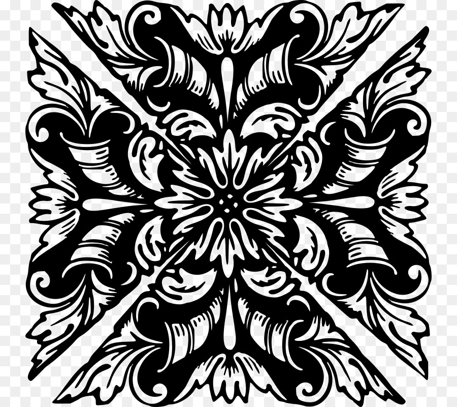 Motif Floral Noir，Ornement PNG