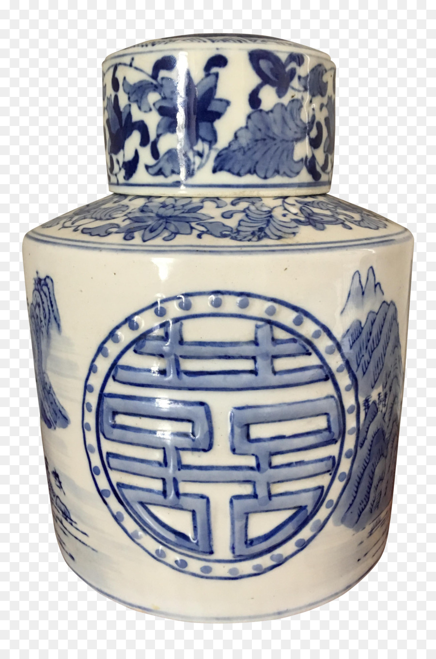 Vase En Porcelaine，Bleu PNG