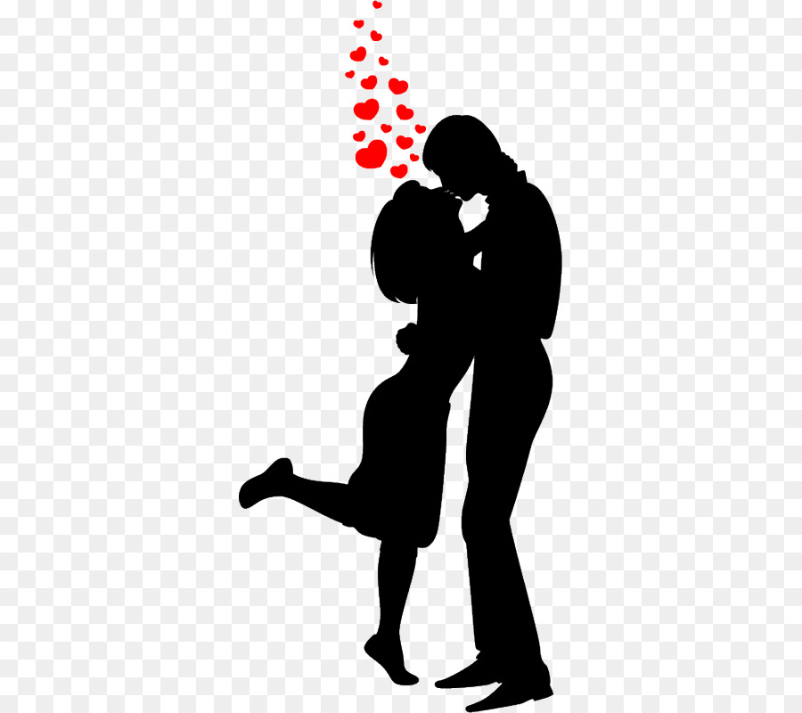 Couple Silhouette Rouge，Amour PNG