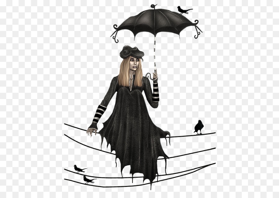 Fille Gothique，Parapluie PNG