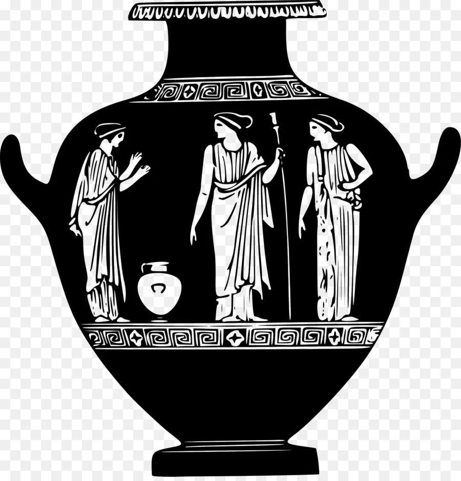 Vase Grec，Noir PNG