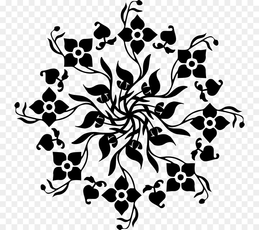 Design Floral，Noir Et Blanc PNG