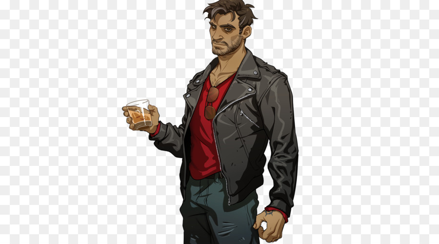 Homme Avec Boisson，Veste En Cuir PNG