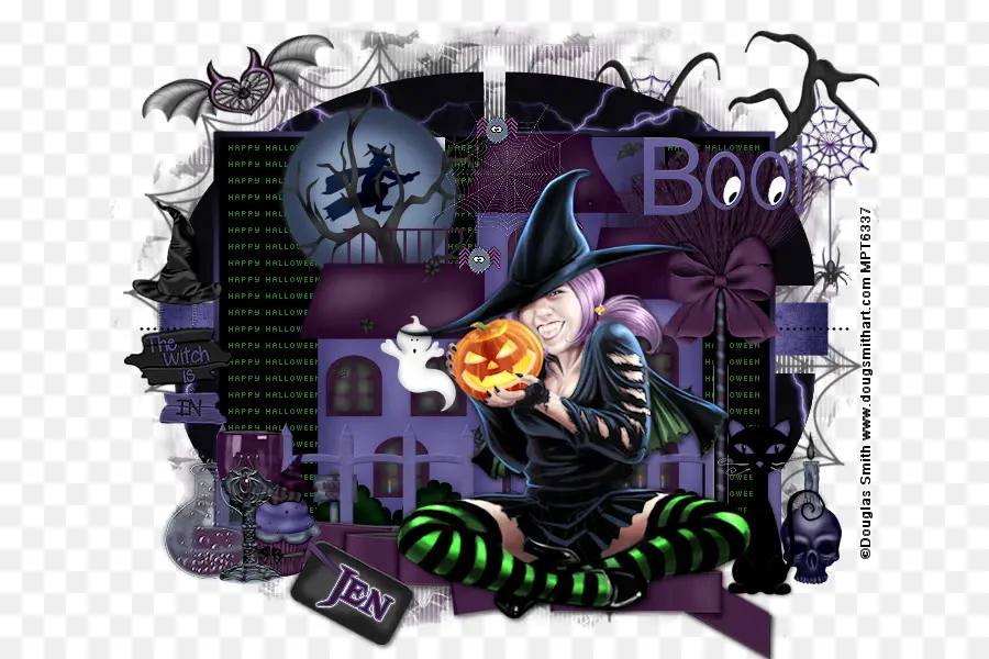 Sorcière D'halloween，Citrouille PNG