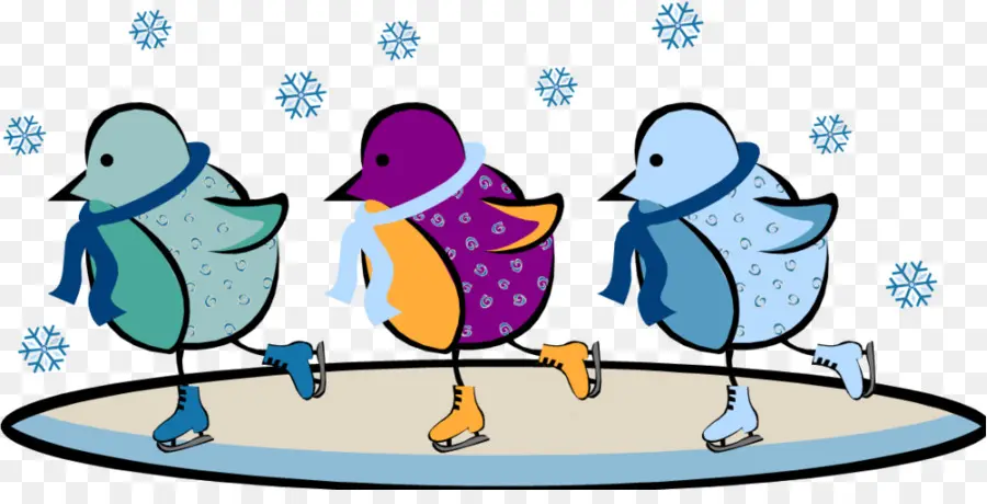 Oiseaux De Patinage Sur Glace，Hiver PNG