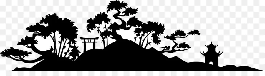 Paysage Silhouette，Arbres PNG