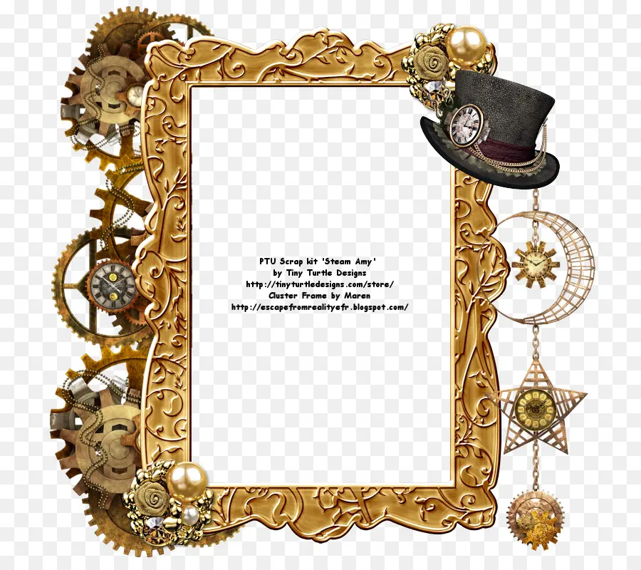 Cadre Steampunk，Engrenages PNG