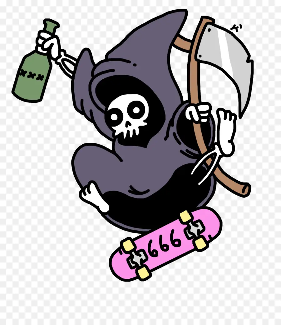 Grim Reaper Faisant De La Planche à Roulettes，Squelette PNG