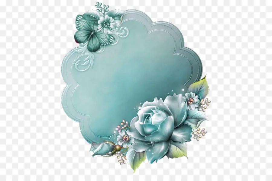 Cadre Floral Bleu，Fleur PNG