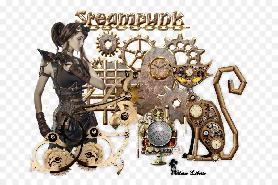 Collage Steampunk，Engrenages PNG