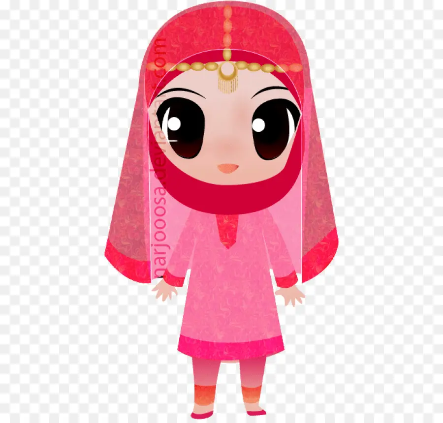 Fille En Hijab，Dessin Animé PNG