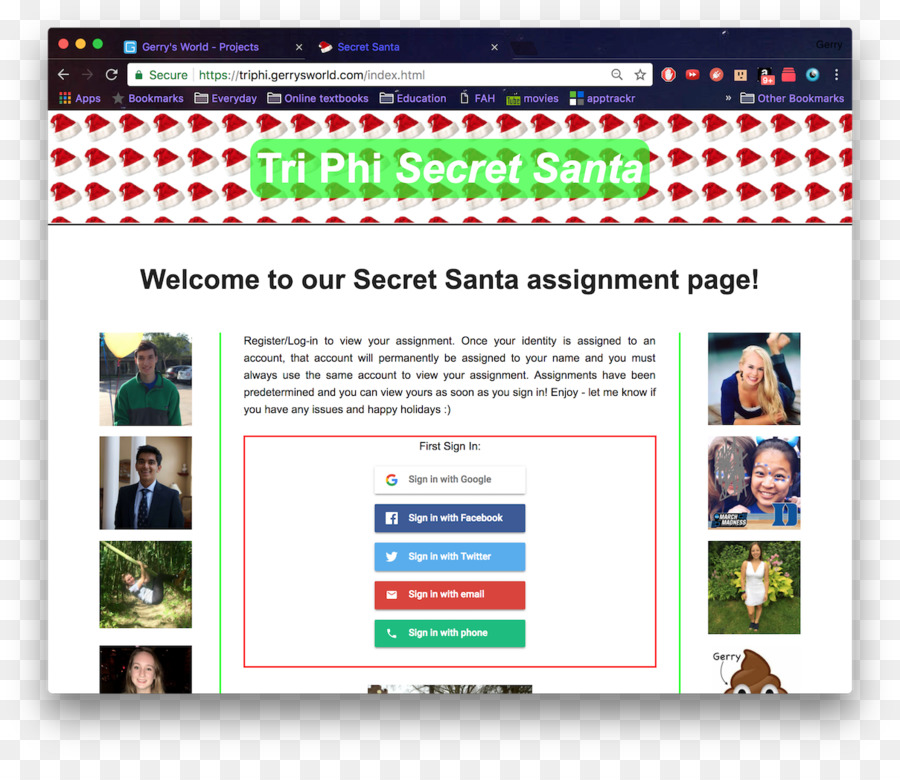 Page Web，Secret Santa PNG
