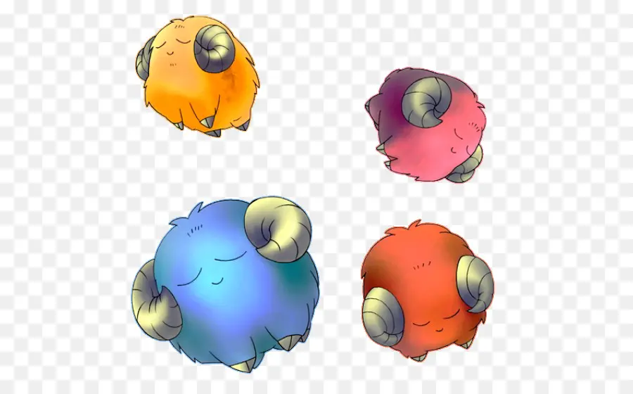 Créatures Pelucheuses Colorées，Mignon PNG