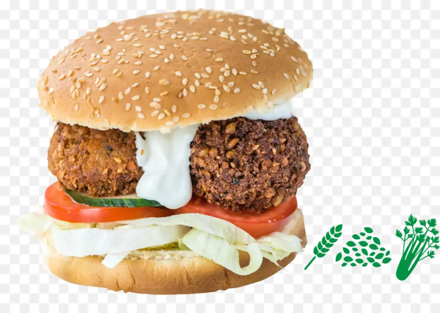 Burger Aux Falafels，Végétarien PNG