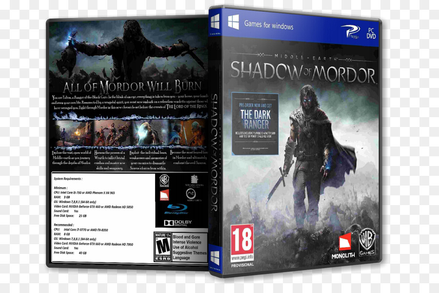 Xbox 360，Middleearth Ombre Du Mordor PNG