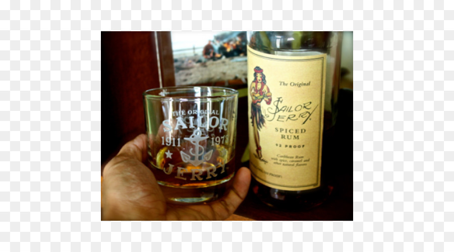 Verre Old Fashioned，Rhum Sailor Jerry PNG