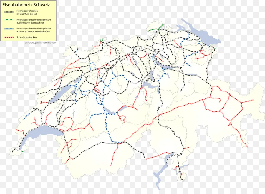 Carte Ferroviaire，Suisse PNG