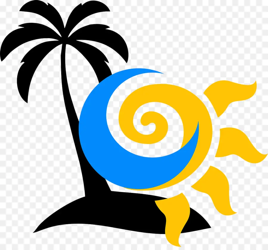 Palmier Et Soleil，Plage PNG