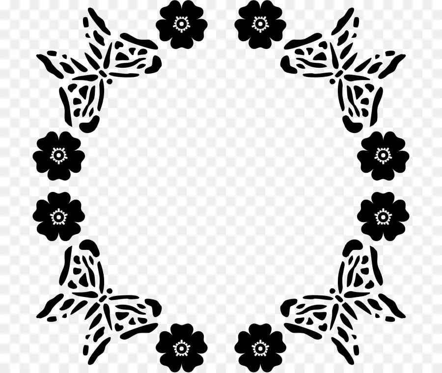 Cadre Papillon Et Fleur，Frontière PNG