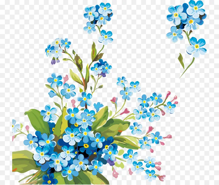 Fleurs Bleues，Floral PNG