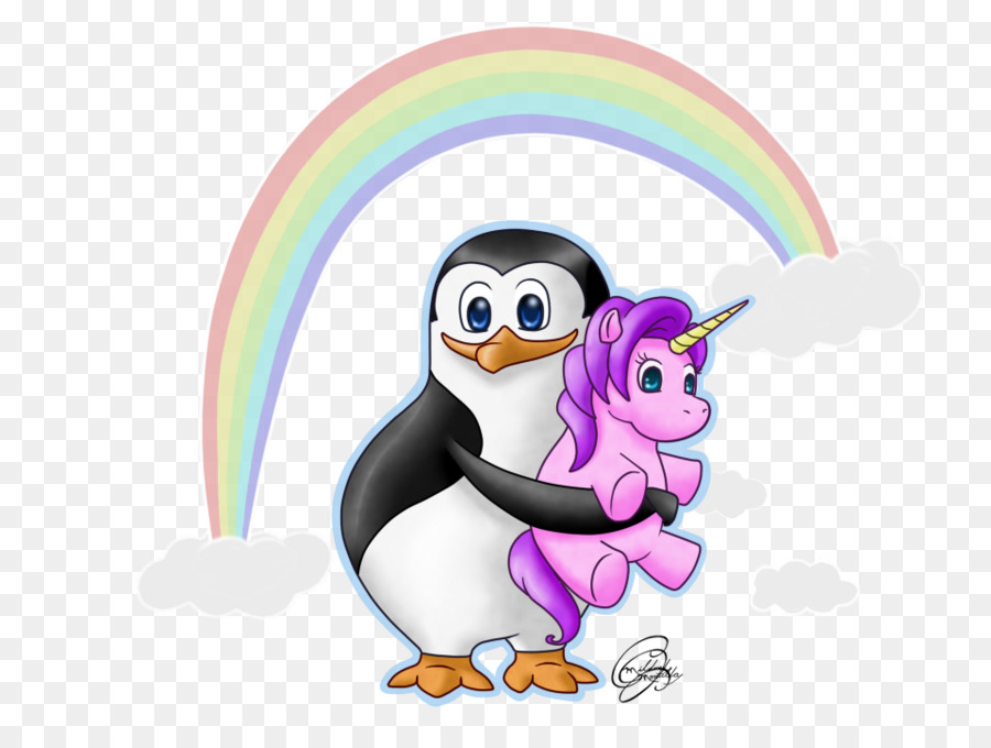 Pingouin Et Licorne，Arc En Ciel PNG