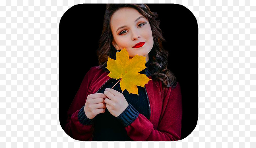 Femme Tenant Une Feuille D'automne，Feuille PNG