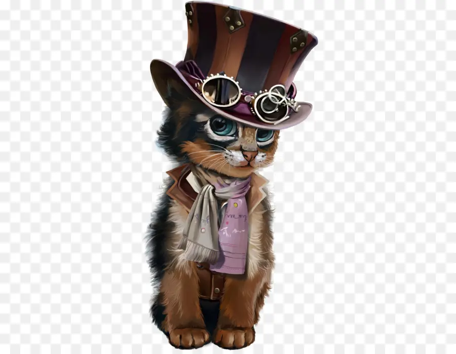 Chat Steampunk，Chapeau PNG