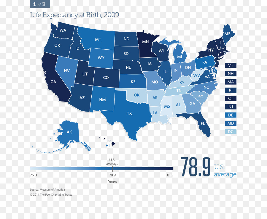 Carte De L'espérance De Vie，Usa PNG