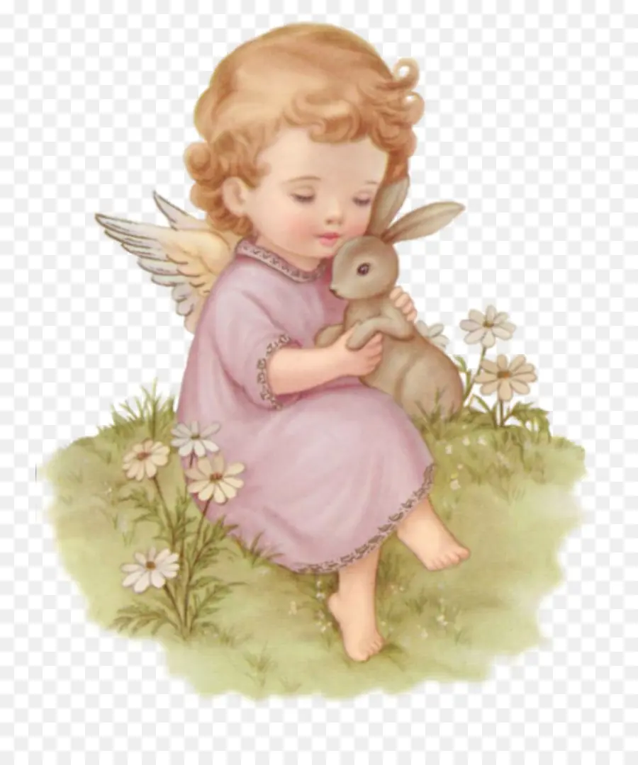 Ange Avec Lapin，Enfant PNG