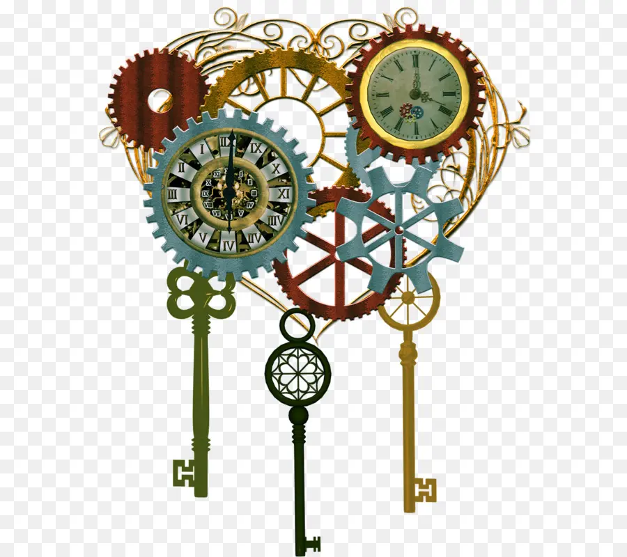 Horloge Steampunk，Engrenages PNG