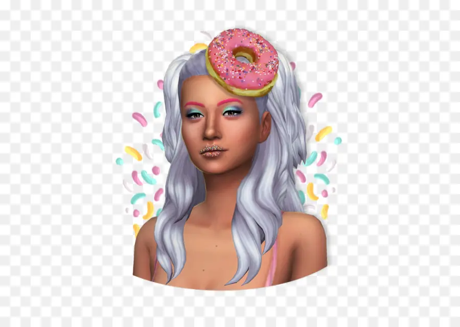 Femme Avec Chapeau De Beignet，Donut PNG