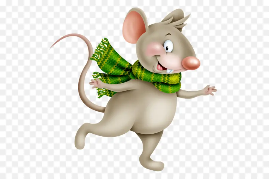 Souris Avec écharpe，Écharpe Verte PNG